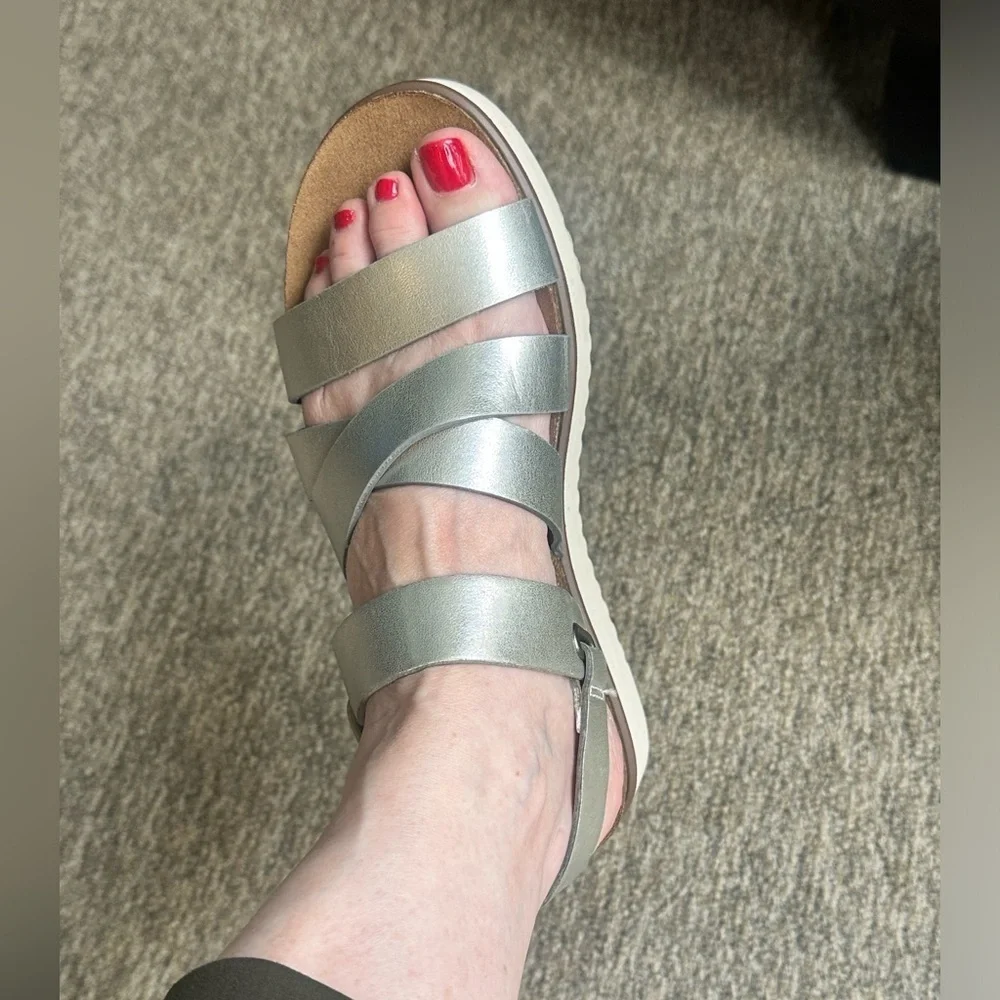 A.N.A. A New Approach Silver Strappy Sandals Lightly Used Size 8